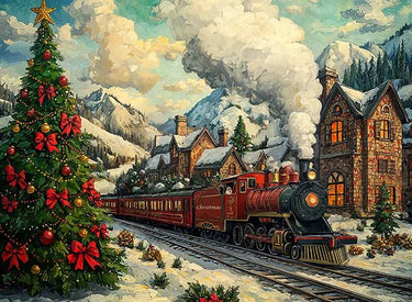 Christmas Tree at Train Station Puzzle